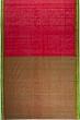 Ponduru Handspun Cotton Plain Red Saree With Jamdani pallu