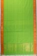 Ponduru Handspun Cotton Horizontal Lines Parrot Green Saree