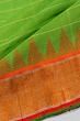 Ponduru Handspun Cotton Horizontal Lines Parrot Green Saree