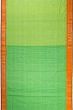 Ponduru Handspun Cotton Horizontal Lines Parrot Green Saree