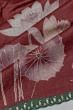 Tussar Printed And Outlined Embroidery Maroon Saree