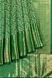 Kanchipuram Silk Criss Cross Checks And Butta Green Saree