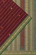 Chettinad Cotton Horizontal Lines And Butta Maroon Saree