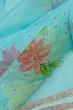 Organza Floral Printed Sky Blue Saree With Sequin Work