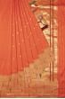 Paithani Silk Butta Orange Saree With Triple Muniya Border