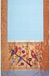 Paithani Silk Butta Powder Blue Saree With Triple Muniya Border