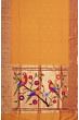 Paithani Silk Butta Mustard Yellow Saree With Triple Muniya Border