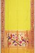 Paithani Silk Butta Parrot Green Saree With Akruthi Border