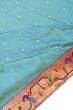 Paithani Silk Butta Sea Blue Saree With Akruthi Border