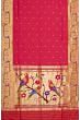 Paithani Silk Butta Redish Pink Saree With Akruthi Border