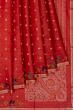 Pure Tussar Butta Red Saree With Embroidery