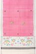 Rajkot Patola Silk Ikat Embroidery Butta Baby Pink Saree