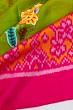 Rajkot Patola Silk Ikat Embroidery Butta Parrot Green Saree