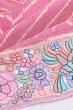 Rajkot Patola Silk Ikat Baby Pink Saree With Attached Kantha Work