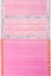 Rajkot Patola Silk Ikat Baby Pink Saree With Attached Kantha Work