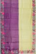 Organza Horizontal Lines Half And Half Cream And Purple Saree