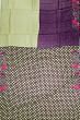 Organza Horizontal Lines Half And Half Cream And Purple Saree