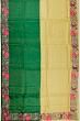 Organza Horizontal Lines Half And Half Cream And Green Saree