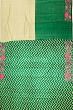 Organza Horizontal Lines Half And Half Cream And Green Saree