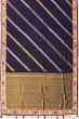 Kanchipuram Silk Lines Dark Blue Saree With Embroidery Border