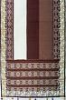 Rajkot Patola Silk Ikat White And Coffee Brown Saree With Embroidery Border