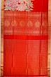 Kanchipuram Silk Plain Red Saree With Embroidery