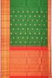 Kanchipuram Silk Checks And Butta Dark Green Saree