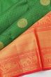 Kanchipuram Silk Checks And Butta Dark Green Saree