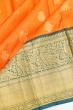 Kanchipuram Silk Checks And Butta Orange Saree