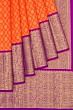 Kanchipuram Silk Criss Cross Checks And Butta Orange Saree