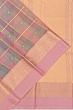 Kanchipuram Kora Organza Checks And Butta Baby Pink Saree