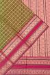 Kanchipuram Kora Organza Checks Mehandi Green Saree