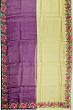 Organza Horizontal Lines Half And Half Cream And Purple Saree