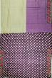 Organza Horizontal Lines Half And Half Cream And Purple Saree