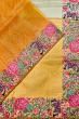 Organza Horizontal Lines Half And Half Cream And Mustard Yellow Saree