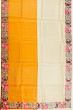 Organza Horizontal Lines Half And Half Cream And Mustard Yellow Saree