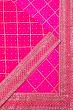 Georgette Criss Cross Checks Pink Saree With Bandhani Inspired Pattern And Sequin Work