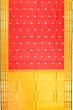 Kanchipuram Silk Checks And Butta Red Saree