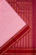 Gadwal Kora Organza Vertical Lines Baby Pink Saree