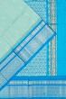 Kanchi Kora Organza Vertical Lines And Butta Aqua Blue Saree