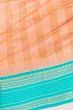 Kanchi Kora Organza Checks Pastel Orange Saree