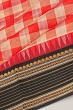 Kanchi Kora Organza Checks Cream And Red Saree