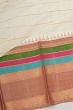 Kuppadam Cotton Silk Horizontal Lines White Saree