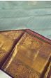 Kanchipuram Silk Vertical Lines And Butta Greyish Blue Saree