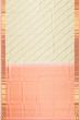 Classic Kanchipuram Silk Diagonal Lines Cream Saree