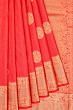 Kanchipuram Silk Checks And Butta Red Saree