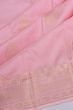 Kanchipuram Silk Checks And Butta Baby Pink Saree