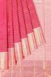 Kanchipuram Silk Checks And Butta Dark Pink Saree