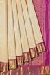 Classic Kanchipuram Silk Plain Cream Saree