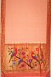 Paithani Silk Butta Peach Saree With Single Muniya Border